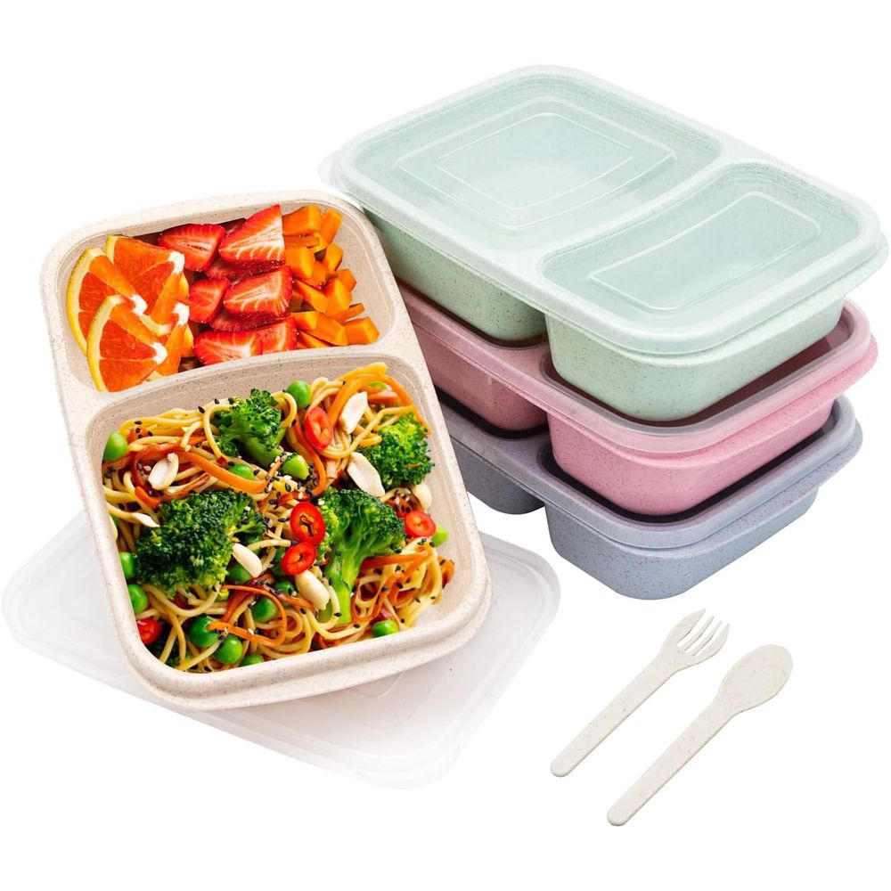 Food Storage Prep Containers - 4 Pack Bento Lunch Box, 2