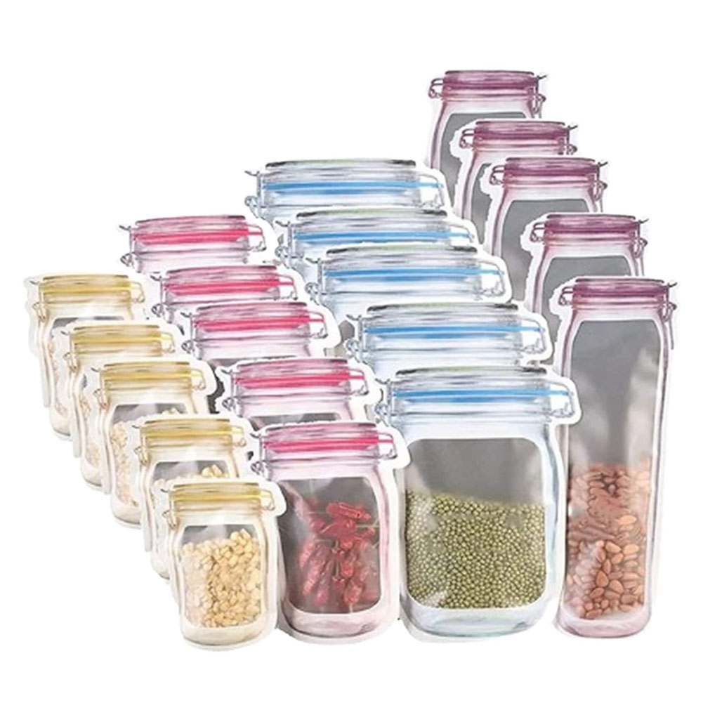 Food Storage Zipper - Reusable Mason Bottle Zipper Bag Mason