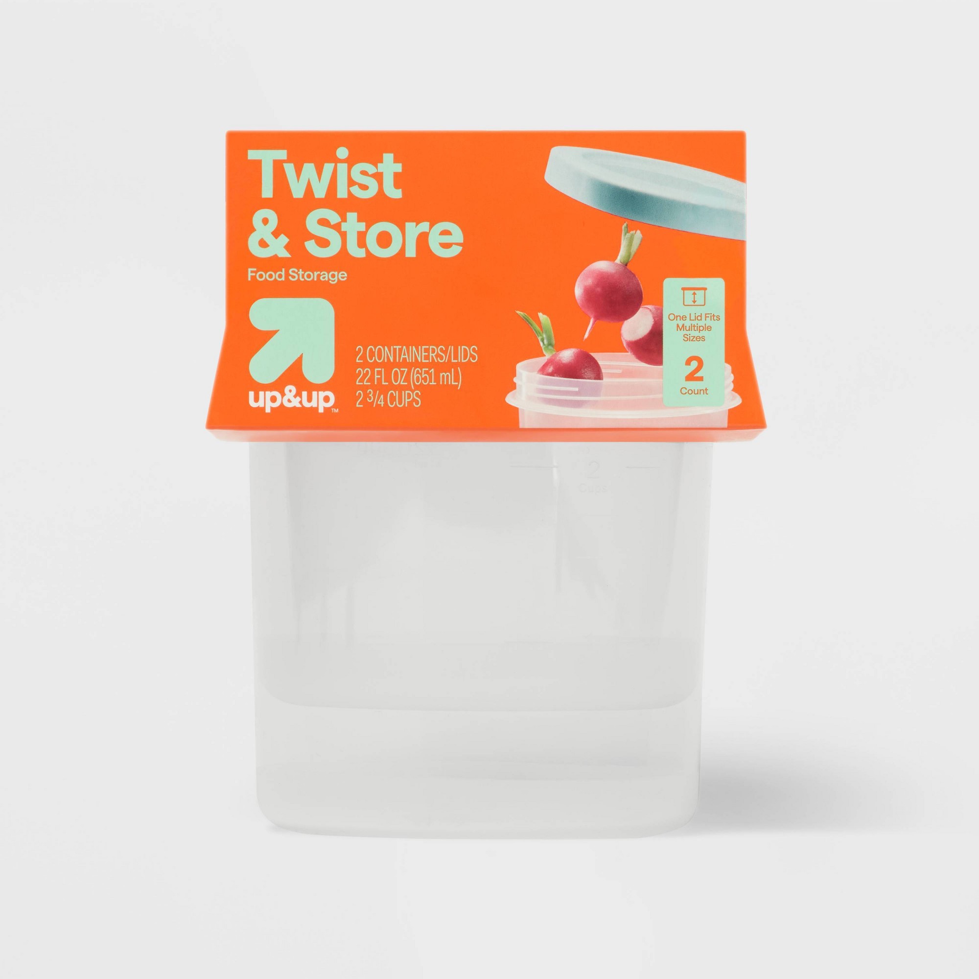 Food Storage Prep Containers - 2ct Large Round Twist Food Storage
