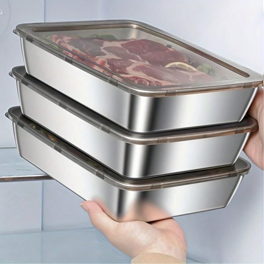 Food Storage Prep Containers - 6pcs(3 Boxes+ 3 Lids) Stainless Steel