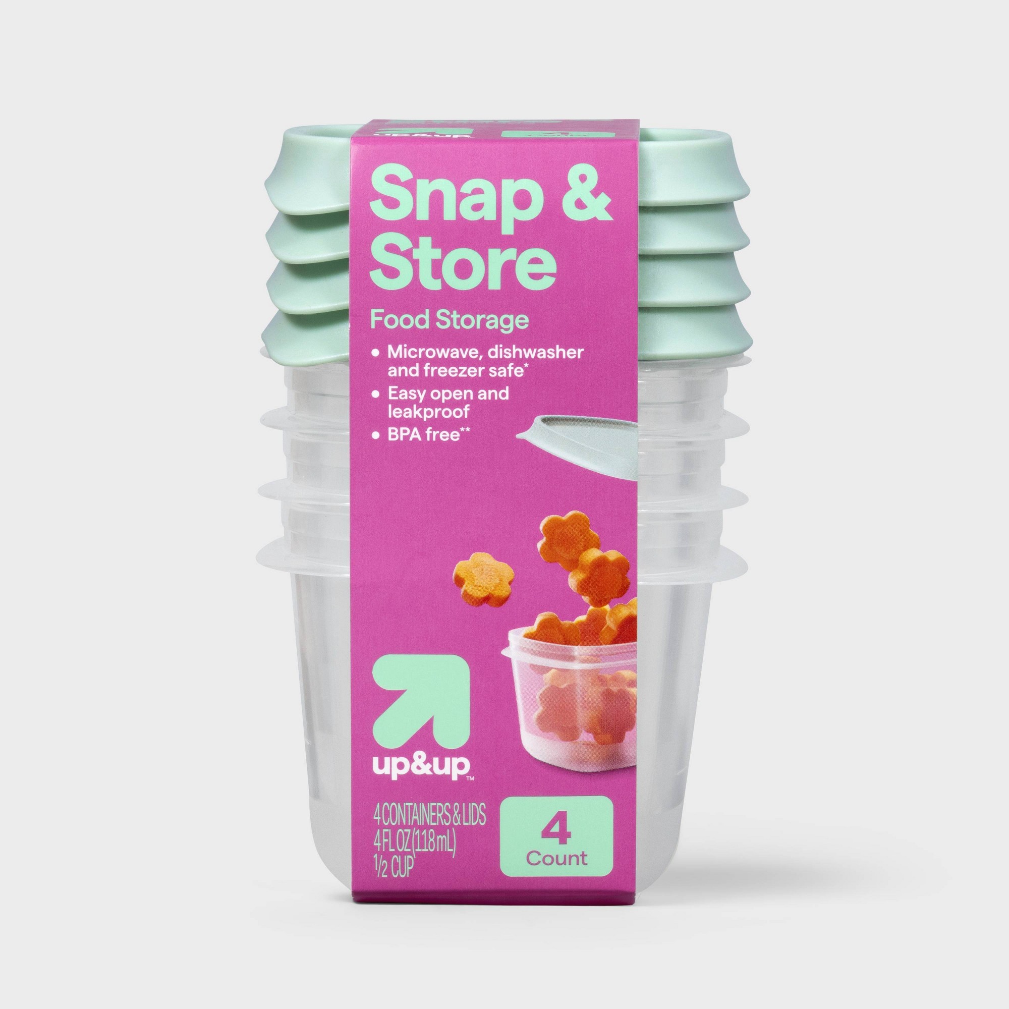 Food Storage Prep Containers - 4ct Mini Square Half Cup Food