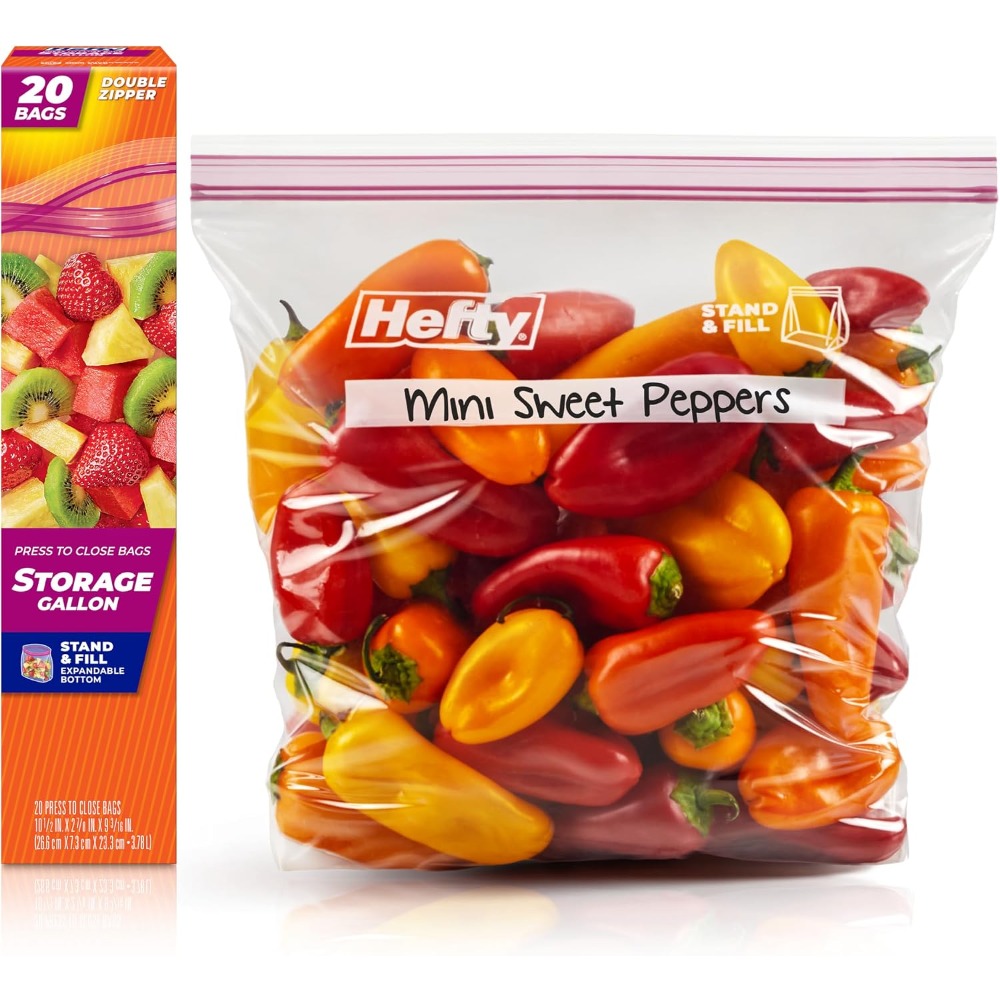 Food Storage Zipper - Press to Close Plastic Bags Gallon
