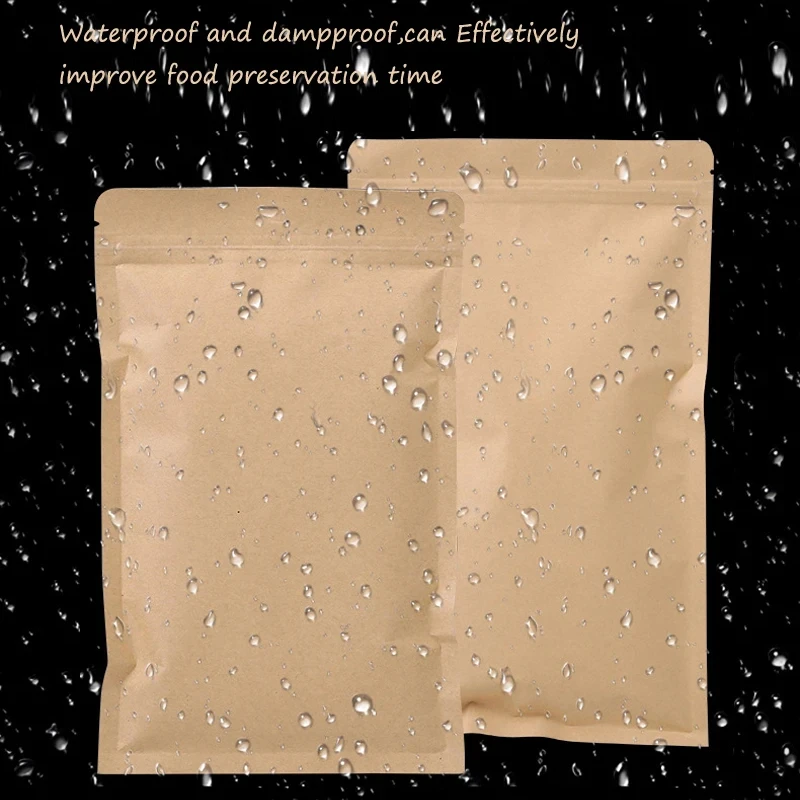 Food Storage Zipper - 100PCS Brown Kraft Paper Zipper Lock