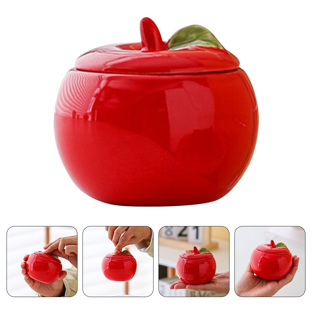 Xmas Food Storage Containers - 2Pcs Ceramic Christmas Containers Red Jars