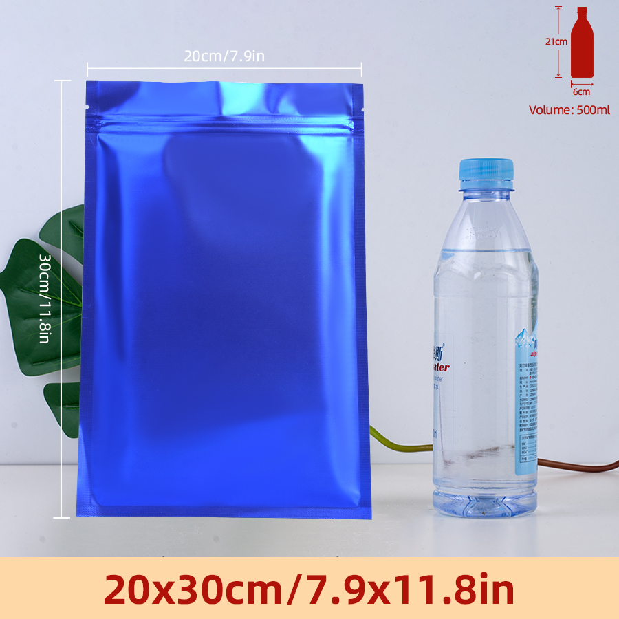 Food Storage Zipper - 100pcs Matte Blue Foil Zipper Pouches,