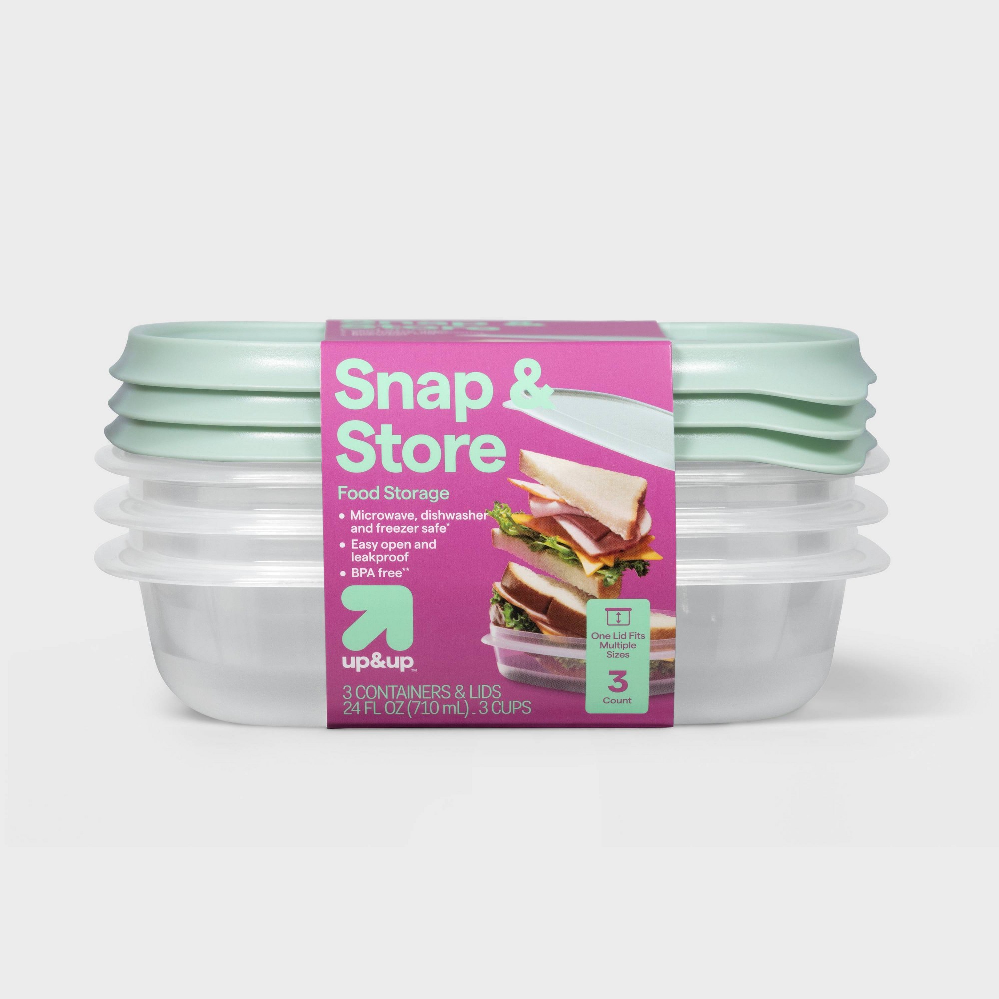 Food Storage Prep Containers - 3ct Square Food Storage Containers With