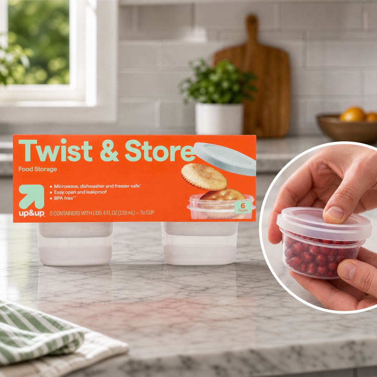 Food Storage Prep Containers - 6ct Round Twist-Lock Food Storage Containers,
