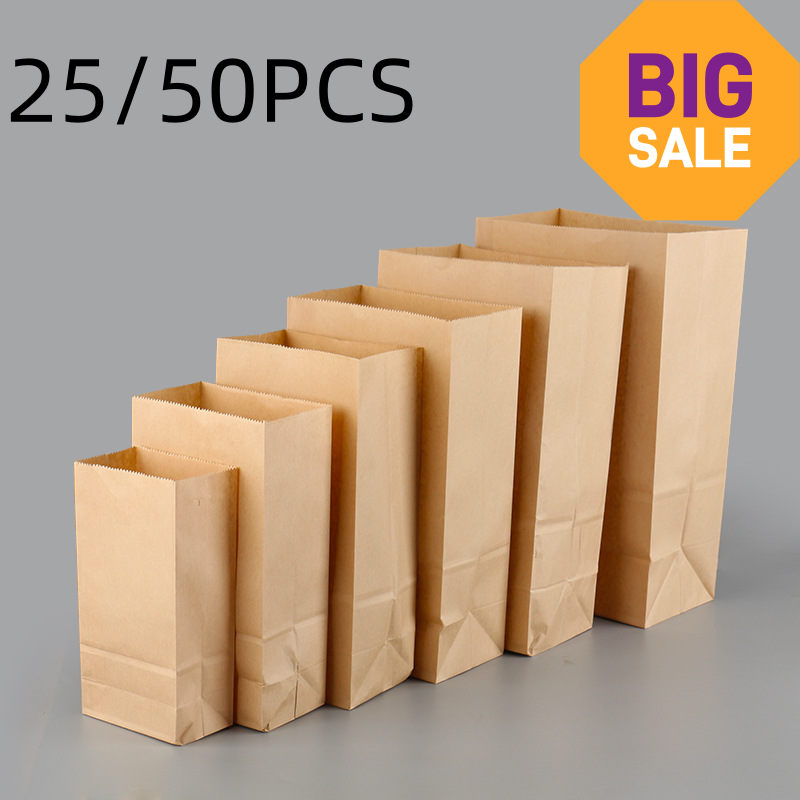 25/50pcs Brown Kraft Paper Bag - Zebra Food Storage recension och pris