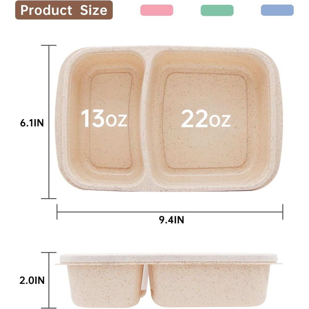 4 Pack Bento Lunch Box, 2 Comp - Food Storage Prep Containers recension och pris