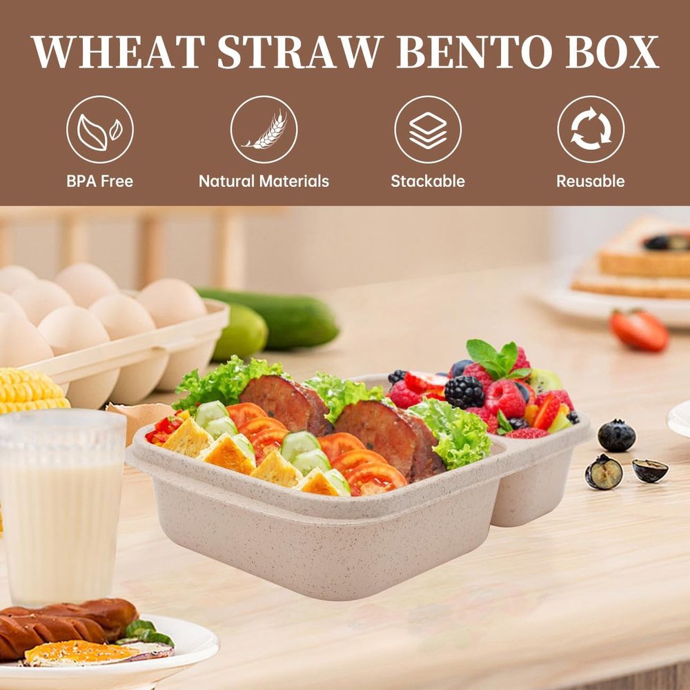4 Pack Bento Lunch Box, 2 Comp - Food Storage Prep Containers recension och pris