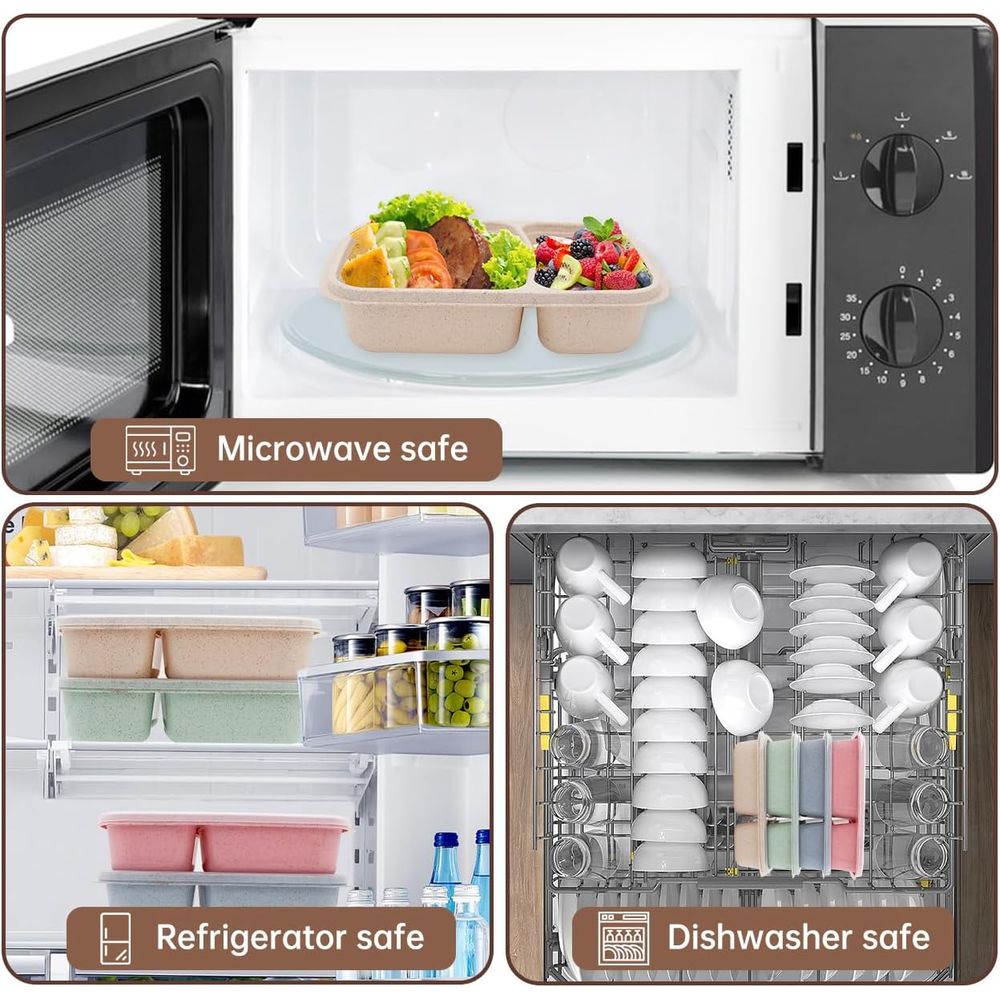 4 Pack Bento Lunch Box, 2 Comp - Food Storage Prep Containers recension och pris