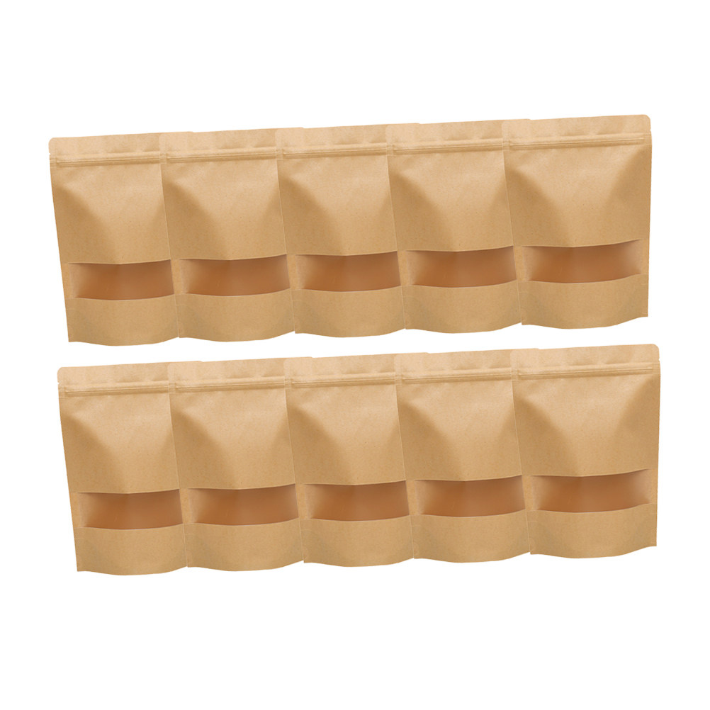 50Pcs Standing Kraft Paper Zip - Food Storage Zipper recension och pris