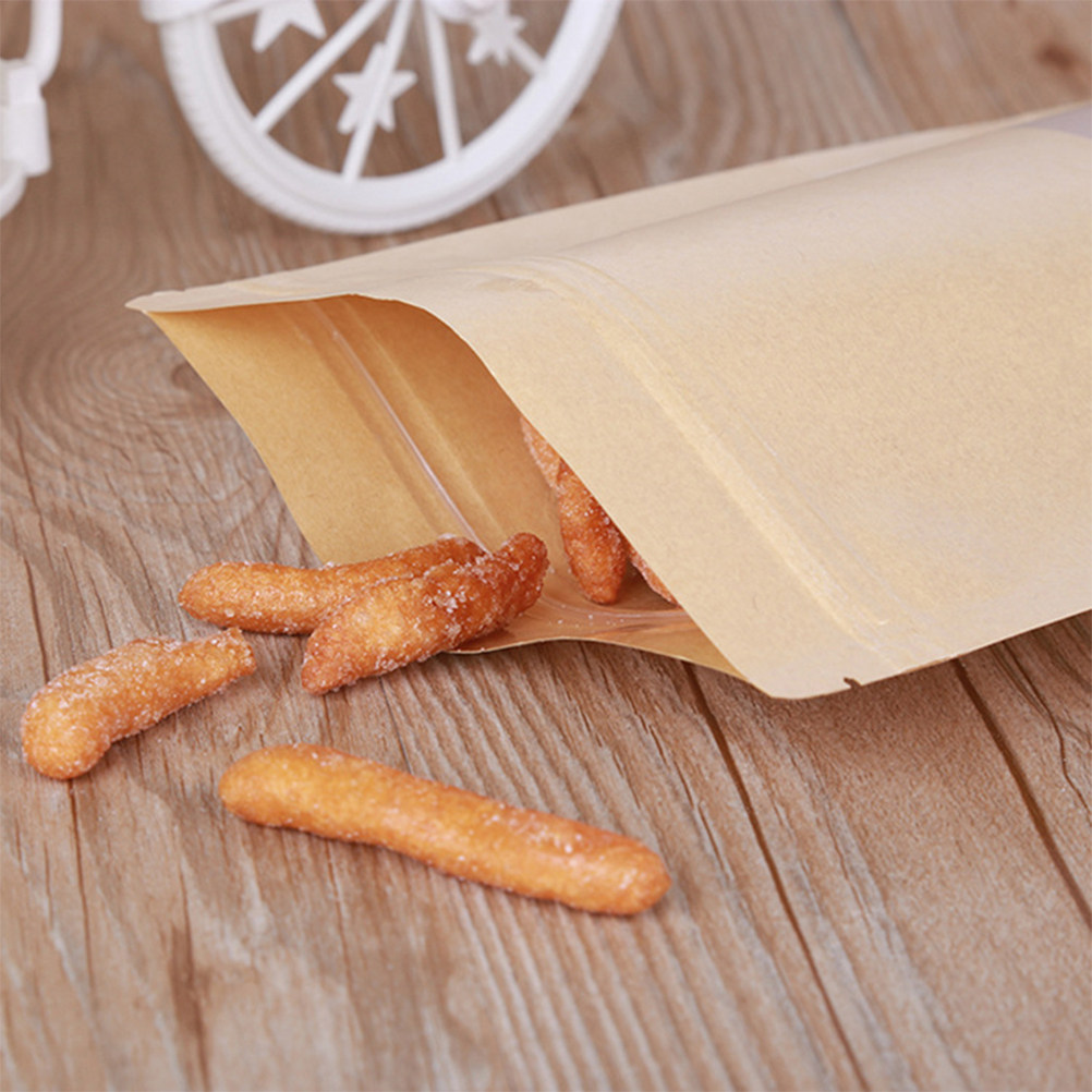 50Pcs Standing Kraft Paper Zip - Food Storage Zipper recension och pris
