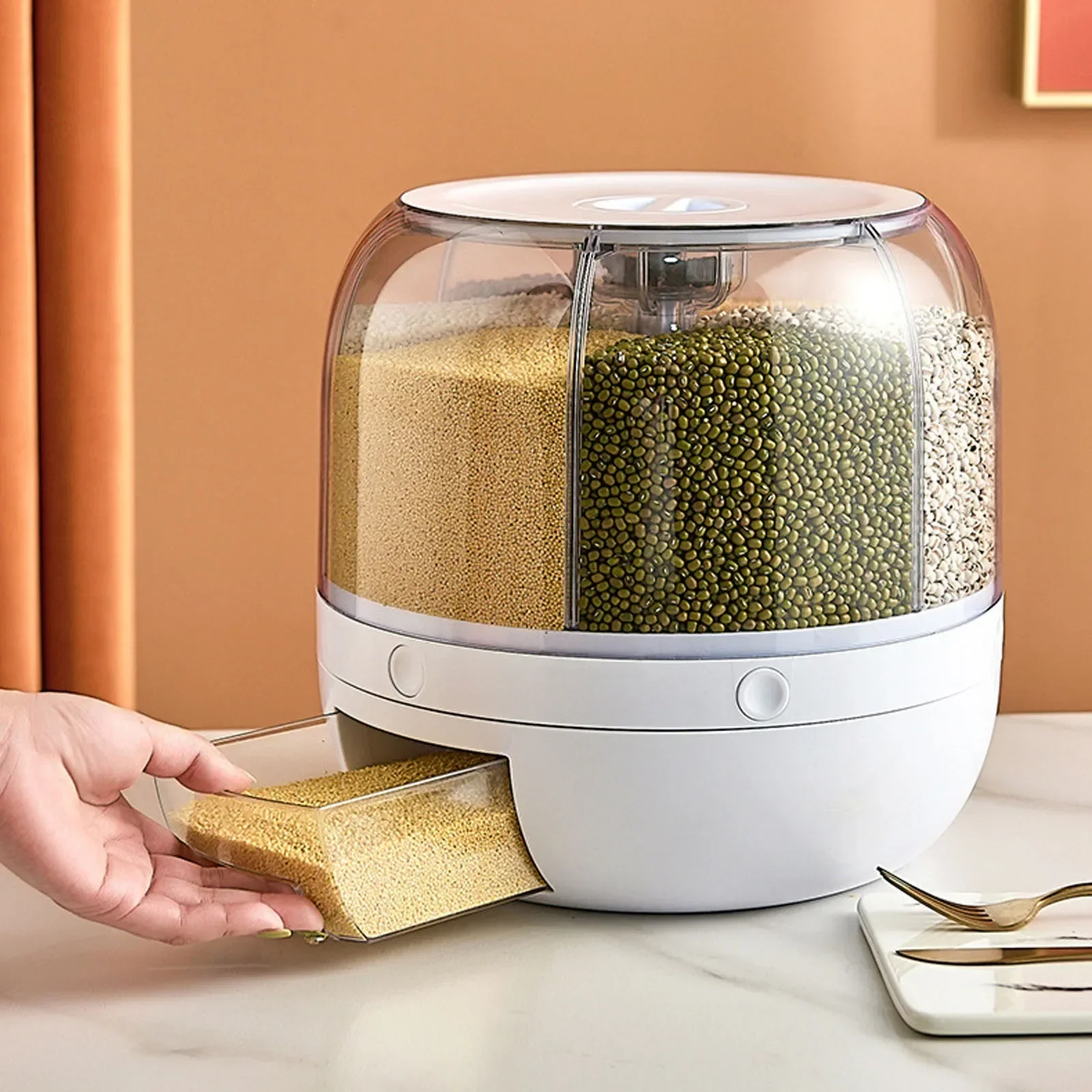 6-Compartment 360° Rotating Ai - Food Storage Pantry recension och pris