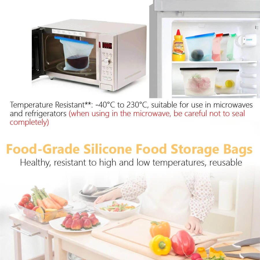 1000ml Reusable Silicone Food  - Food Storage Zipper recension och pris
